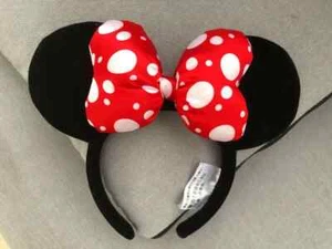 Disney Clásico Minnie Mouse Orejas Arco Diadema Felpa Orejas Lunares Arco NUEVO - Imagen 1 de 2