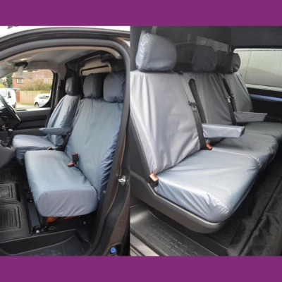 Peugeot Expert Crew Cab 2016+ Front 3 and Rear 3 Waterproof Grey Seat Covers - Image 1 of 4