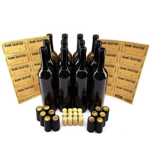 12 x 750mL Wine Bottles - Including Corks, Black Heat Shrink Sleeves & Hand Craf - Picture 1 of 11