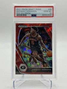 2021 Panini Prizm Draft Picks RC  ANTHONY EDWARDS Red Ice Prizm PSA 10 POP 4