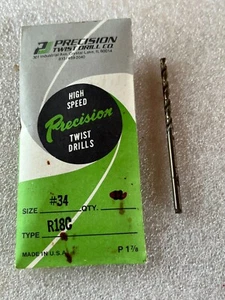 #34 COBALT JOBBER DRILL, Precision Twist, New, USA - Picture 1 of 1
