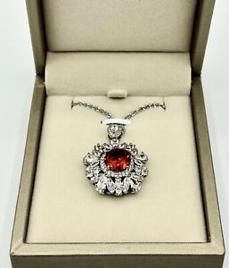 Beautiful 18kt White Gold Filled 5 ct Lab Created Round Ruby Pendant