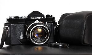 *RARE* BLACK NIKON NIKOMAT (Nikkormat) FT 35mm film camera + Nikon 50mm READ!!