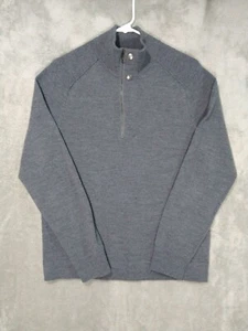 Banana Republic Sweater Mens Medium Gray Extra Fine Merino Wool 1/4 Zip - Picture 1 of 7