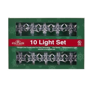 Kurt Adler 10-Light Diamond Star Light Set, Green/Clear - Picture 1 of 6