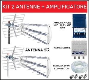 Kit Antenna Tv Digitale Terrestre Esterna 5G Con Amplificatore da Palo 32dB ^^" - Foto 1 di 4