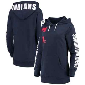 WOMEN'S MLB CLEVELAND INDIANS GUARDIANS G-III 4HER CARL BANKS PULLOVER HOODIE S - Picture 1 of 4
