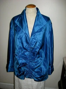 TALBOTS Size 20W Rich Royal Blue Pure Silk Rhinestone French Cutt Blouse NWOT - Picture 1 of 7