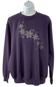 VTG Top Stitch by Morning Sun Sweatshirt Sparkle Snowflakes Embellished Size L - Picture 1 of 10