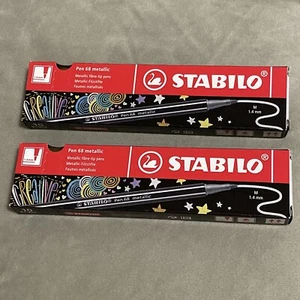 2x STABILO Pen 68 Premium Felt Tip Fineliner Pens - 1.4 mm - Metallic Gold - Picture 1 of 5
