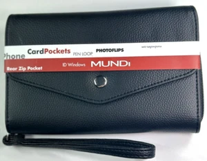 Mundi / CEO Clutch - My Big Fat Wallet / BLACK PEBBLE GRAIN / Full Zip / Reg $44 - Foto 1 di 13
