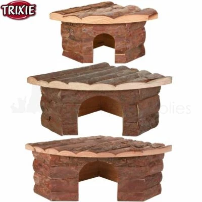 Trixie Jesper Corner House Wooden Cage for Small Animals Natural Living 3 Sizes - Image 1 of 2