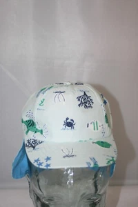 Baby Boys Sun Hat Neck Cover Sealife Wildlife Blue Hat Cap | Size: 0-9M NWT - Picture 1 of 5