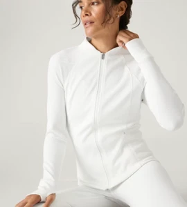 Athleta Salutation Jacket Bright White Ribbed Plus Size 2X - Picture 1 of 6