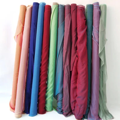 1 meter X 1.35 meter Dress Material Shading Yarn Dyed Ombre Silk Chiffon Fabric - image 1 of 4