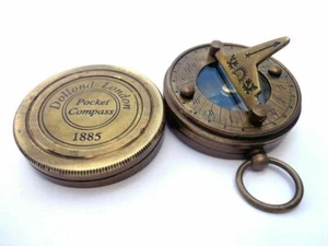 Brújula de reloj de sol vintage muñeca de latón Londres brújulas antiguas náuticas sólidas - Imagen 1 de 7