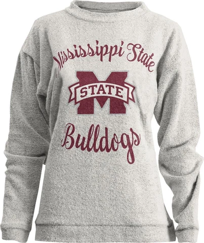 Womens Mississippi State Bulldogs Sweatshirt Comfy Terry L/S Crew Cover