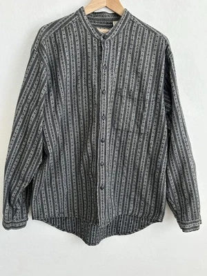 Scully Shirt Men’s Large Gray Long Sleeve Button Up Band Collar Western Aztec - Image 1 of 4