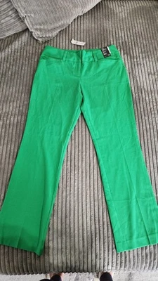 Calça de trabalho feminina New York & Co verde elástica tamanho 10 pequena nova com etiquetas - Imagem 1 de 4