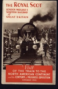 1933 CHICAGO CENTURY OF PROGRESS EXPOSICIÓN - el folleto desplegable Royal Scot - Imagen 1 de 4