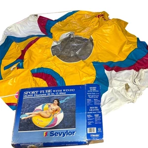 Sevylor Sportschlauch mit Fenster 56" Durchmesser riesiger aufblasbarer Pool Schwimmer gelb - Bild 1 von 1