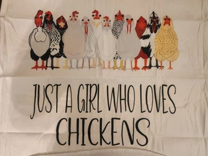 18" X 18" Decorative Pillow Case "Just A Girl Who Loves Chickens" NEW - Bild 1 von 3