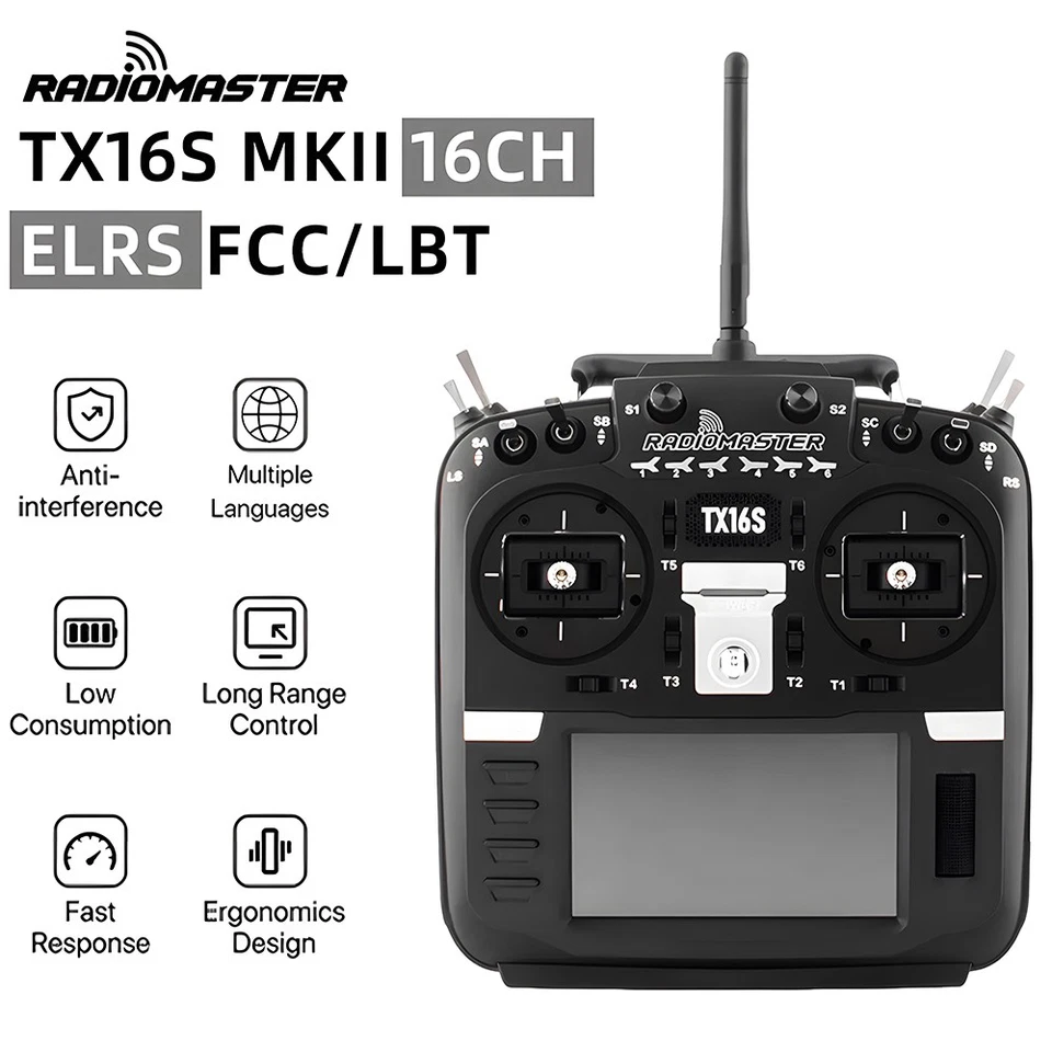 RadioMaster TX16S MKII 16CH RC Transmitter HALL V4.0 Gimbal ELRS LBT FCC TX - Image 1 of 4