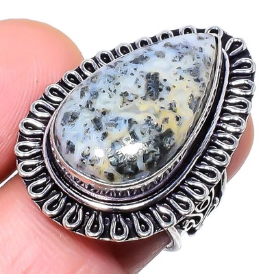 Кольцо из стерлингового серебра 925 пробы с натуральным драгоценным камнем халко пиритом размер 6 m208 - Изображение 1 из 4