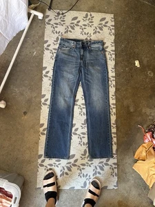 Volcom Solver Jeans Mens 28x30 Blue Dark Wash Modern Fit Straight Leg Casual - Picture 1 of 8