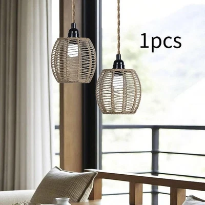 Woven Rope Lampshade Chandelier Covers Shade Handmade Pendant Light Cover Rustic - Image 1 of 4