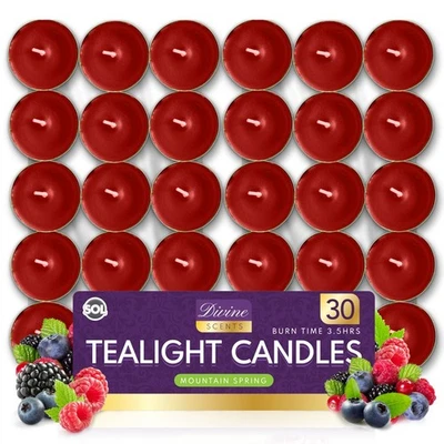 SOL 30pk Tea Light Candles Fresh Berries Scented Long Lasting 3.5hr Burn - Image 1 of 4
