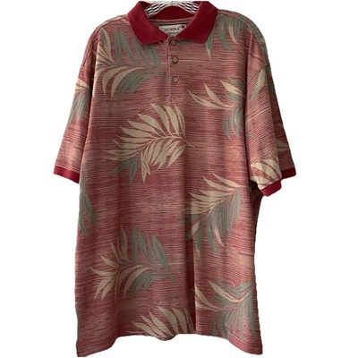 Summa Mens Size XL Short Sleeve Hawaiian Tropical Leaves Polo Shirt - Image 1 of 4