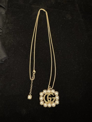 AUTENTICA GUCCI Collana Donna Tono Oro Finta Perla Oro Usata BELLA 20 Pollici