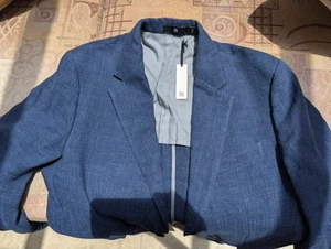 Banana Republic Blazer Mens 42R Blue Slim Fit 100% Linen Taylored Slim Fit - Picture 1 of 10