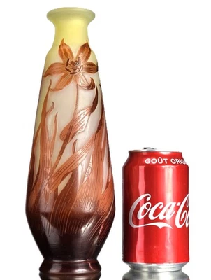 Emile Gallé Sublime Vase aux " Tulipes " Pâte de Verre Gravé Art Nouveau Daum - Photo 1/4