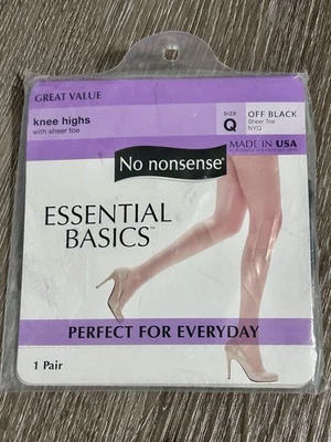 Pantimedias hasta la rodilla No Nonsense punta transparente talla Q negras 1 par ¡NUEVAS! Foto 1 de 4