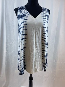 Lane Bryant Women’s Size 10/12 Sleeveless Blue Tie Dye Flowy Tank Top - Picture 1 of 9