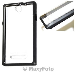 SONY CUSTODIA GEL SHELL ORIGINALE HARD COVER CASE PER XPERIA E TRASPARENTE NERA - Foto 1 di 7