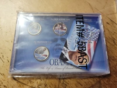 Barack Obama Life & Times 24K Gold Plated & Colorized Quarter Set - Image 1 of 2