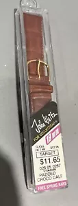 19 mm hellbraun gepolstertes Kroko Kalb John Weitz Voguestrap UHRENARMBAND goldene Schnalle - Bild 1 von 1