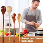 Wooden Long Handle Soup Stirring Spoons Teaspoon Kitchen NEW Tableware Q6M0