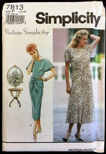 UC Size 12-16 Flutter Sleeve 30s Dress Vintage Simplicity 7813 Pattern Repro - Bild 1 von 2