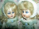 Rare Pair, antique German all Bisque Swivel neck fully jointed mignonette dolls