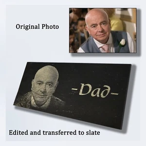 Personalised Grave Portrait Slate Memorial Plaque Photo Laser engraved - Picture 1 of 5