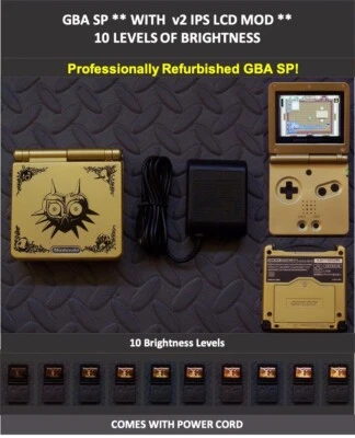 Nintendo Game Boy Advance GBA SP IPS MOD System 10 Level Brightness - Majoras - Image 1 of 4