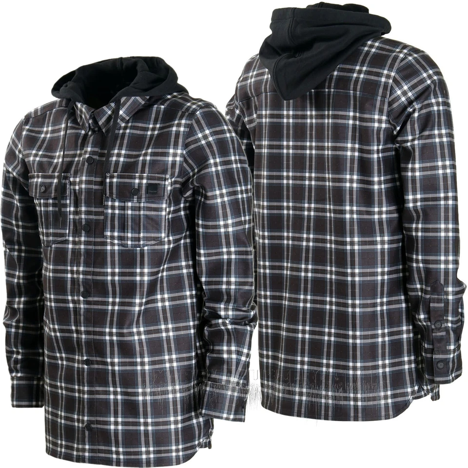 VOLCOM Hombres 2016 Snowboard Negro Blanco Cuadros FIELD BONDED DWR Franela Sudadera con Capucha Foto 1 de 1