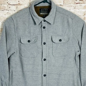 Jachs NY Mens M Gray Wool Blend Jacket Shirt Lined Vented Button Up Heavyweight - Picture 1 of 17
