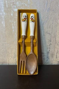 Vintage Walt Disney Mickey Mouse Salad Serving Fork and Spoon Retro 1970-1980s - Picture 1 of 3