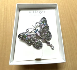 Villager a liz claiborne Brosche Schmetterling mit rosa, grünen und blauen Einstellungen - Bild 1 von 3