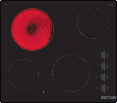 5x Bosch PKE611CA3E 60cm Ceramic Hob, 4 Burners, Built-In Electric Hob - Black - Image 1 of 4